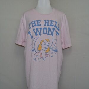 Lucy Jaynes The Hell I Won't Cowgirl Pink Graphic Tee Women´s‎ Size XL